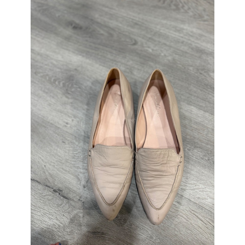 Avellini Italy Nude Leather Pointed Toe Loafers Flats Women's Size 40